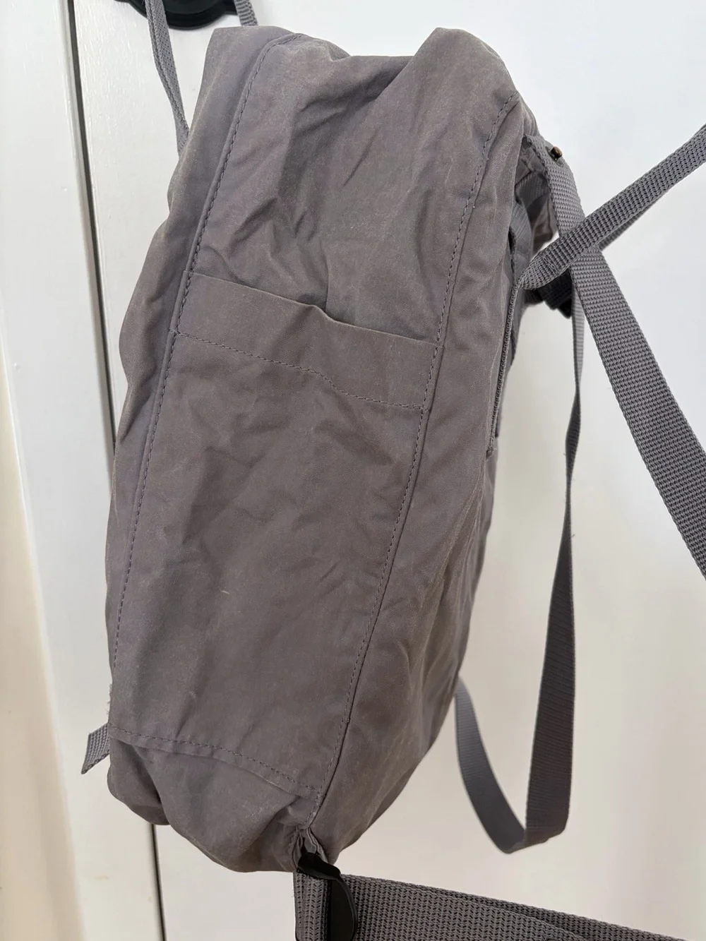 Fjallraven Kanken Backpack in Gray with Red Logo